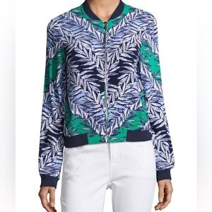 LAUNDRY BY SHELLI SEGAL, WOMENS LEAF PRINT BOMBER JACKET, SIZE 8
